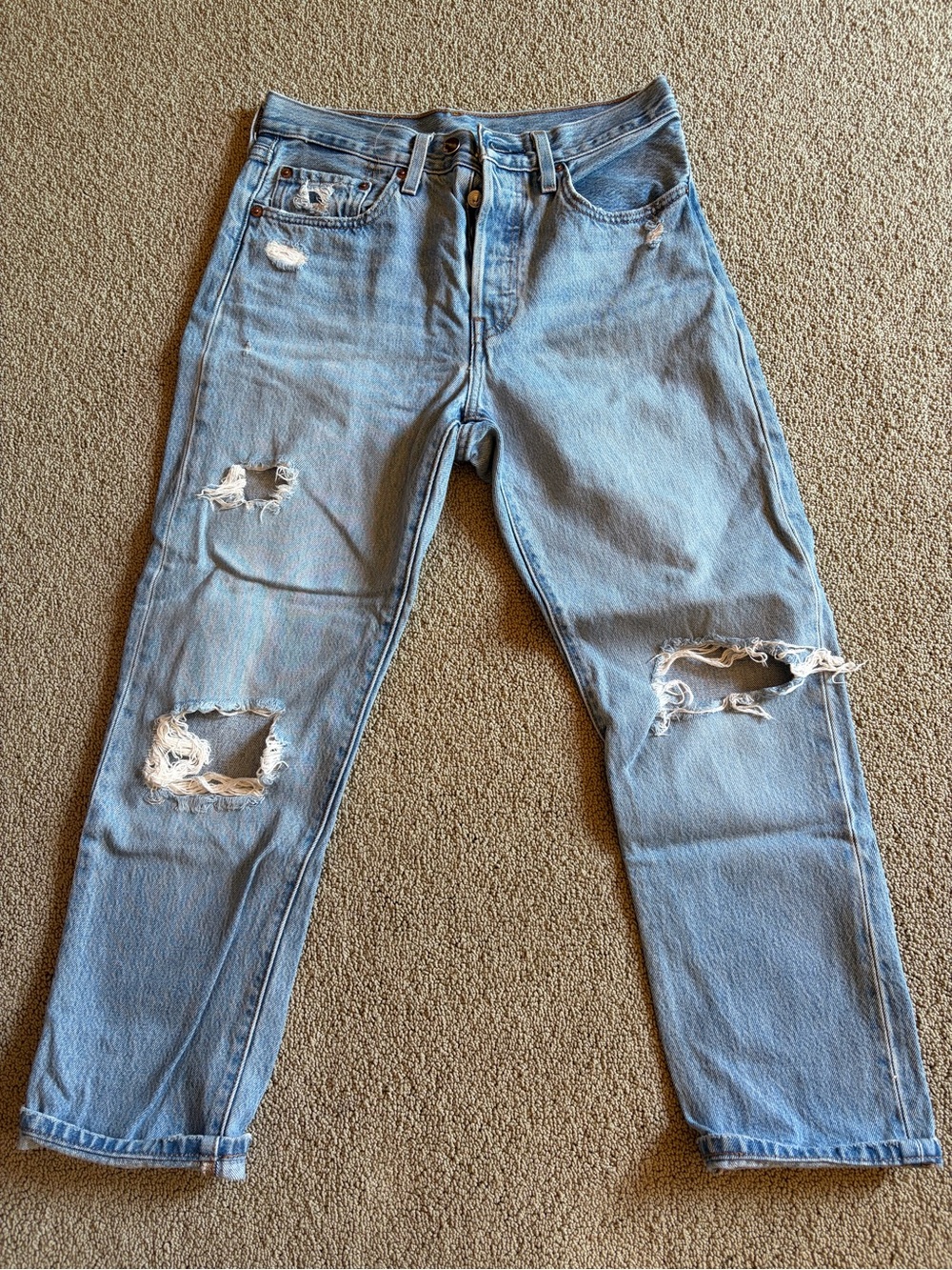 Levi's Light Blue Distressed Relaxed Fit Jeans